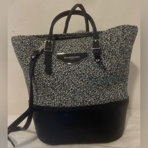 Balenciaga woven basket bag. Blue and black.